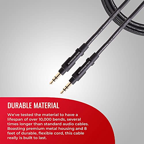 Monster Mobile® Audio Cable 3.5Mm Male To Male Stereo Audio Cable-4 Feet Black/Dull Black #TOP3