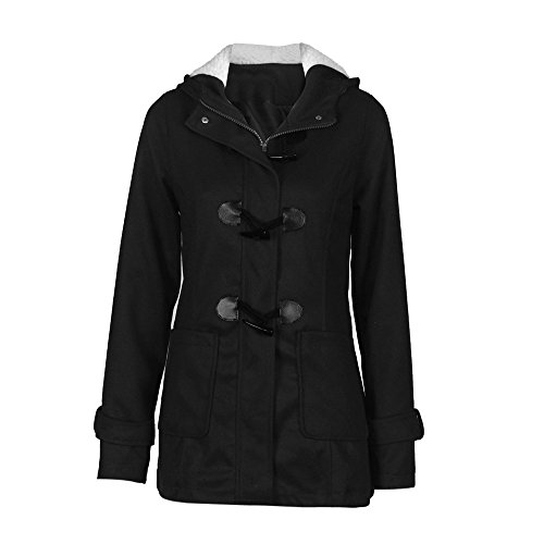 Preisvergleich Produktbild Elecenty Damen Lange Wintermantel Mit Kapuze Windbrecher Sweatshirt Mantel Outwear Winterjacke Sweatjacke Parkajacke Jacke Steppjacke Outdoorjacke Übergangsjacke Trenchcoat (XXXL, Schwarz)