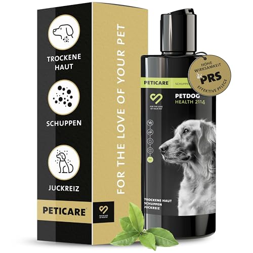 Peticare Anti-Schuppen Shampoo für Hunde | bei Juckreiz & Hautirritationen | für trockene & Sensible Hundehaut | wirkt rückfettend | einzigartiges PRS® System für Lange Wirkung - petDog Health 2114