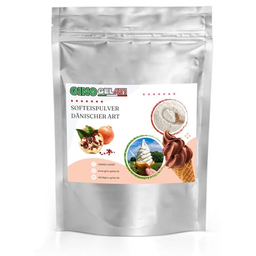 Gino Gelati Dänisches Softeis Pulver, fruchtiger Geschmack, verschiedene Geschmacksvarianten, schnell und einfach Zubereitet, Made in Germany, Eis selber machen (1 Kg, Granatapfel)
