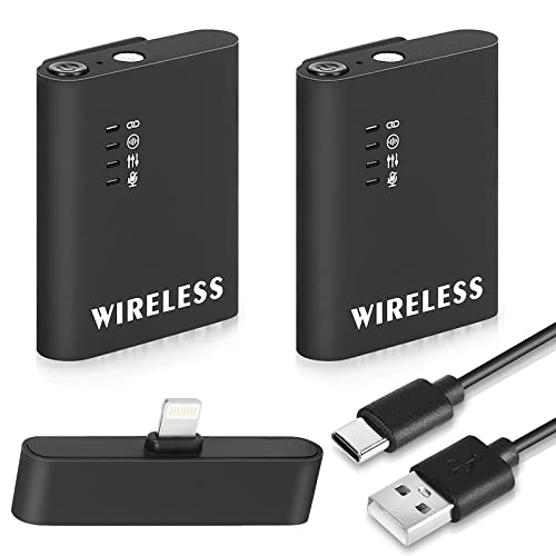 2 Pack Wireless Lavalier Microphone, 25m/82ft Range Lapel Microphone Wireless, Bluetooth Microphone For iPhone/Camera/iPad With Dual-Channel Recording, Wireless Lapel Mic For Vlog Streaming Plug Play