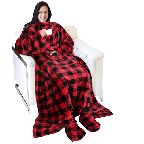 Image of Catalonia Wearable Blanket with Sleeves & Foot Pocket for Adults