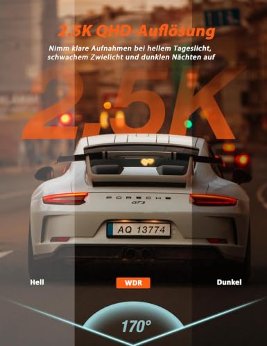 iZEEKER 2,5K Dashcam Auto Vorne, WiFi Mini Auto Kamera mit APP Steuerung