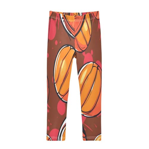 Bolaz Toddler Girls Leggings Printed Yoga Pants Leggings Red Yellow Basketball for Kids