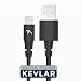 Tech Armor Apple MFi Certified Lightning to USB Sync/Charge Cable Compatible with iPhone or iPad, Made with Kevlar, Tough-Braided Extra-Strong Jacket, Black, 2 Feet