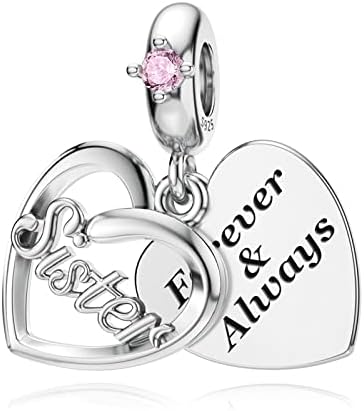 JIAYIQI Sister Mother Daughter Wife Charms Fit Charms Bracelet Necklace, 925 Sterling Silver Forever Always Love Dangle Charms for Women Birthday Mother's Day Christmas - Image 8
