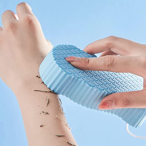 2022 - Spugna da bagno ultra morbida per doccia, esfoliante per la pelle morta, spugna da bagno, riutilizzabile, per adulti e bambini (blu)