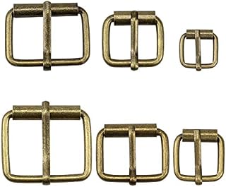 Hysagtek 60 Pcs Bronze Metal Roller Buckles Belts Hardware Pin Buckle for Bags Leather Belt Strap Hand DIY Accessories, 6 Size - 1.3/1.18/1/ 0.79/0.67/0.51 Inch