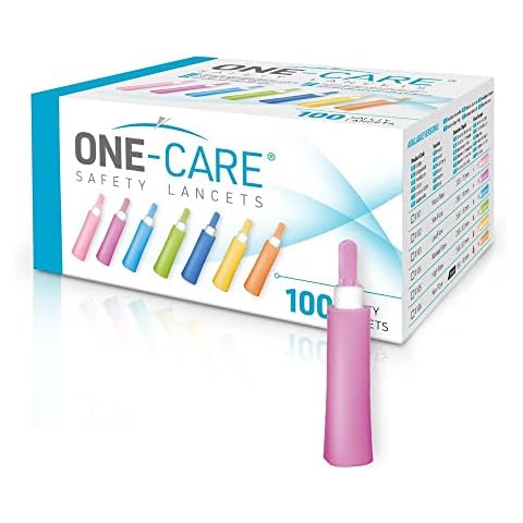 MediVena ONE-CARE Safety Lancets, Contact-Activated, 28G x 1.8mm, Box of 100 Cover
