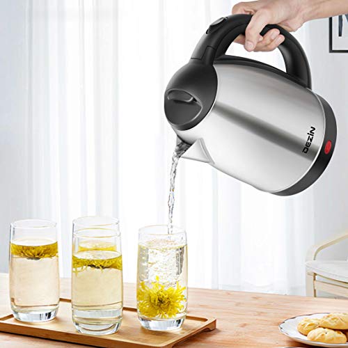Dezin Electric Kettle Upgraded, 2L Stainless Steel Cordless Tea Kettle, Fast Boil Water Warmer