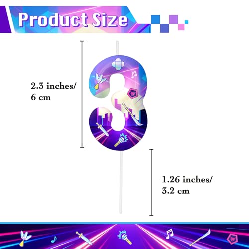 Image of Purple Number 3 Birthday Candles, Cartoon Themed Cake Toppers for Boys Girls Cake Decorations, Birthday Decorations Party Supplies, Number Candles for Party Decor