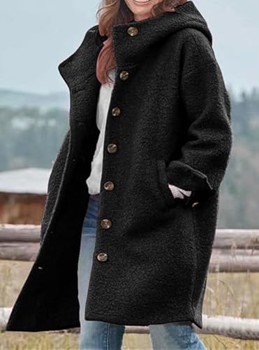 loveimgs Women Winter Casual Single Breasted Hooded Jacket Pea Coat Long Wool Coat Jacket Trench Coat Overcoat2