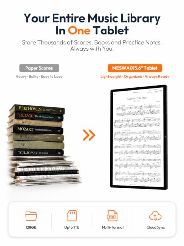 Image of 15.6 Inch Android 16 Tablet, FHD IPS Sheet Music Display for Musicians | 12GB Memory 128GB Storage, Helio G99 Octa-Core, 12000mAh Battery, 32MP Rear Camera, Quad Speakers, Sheet Music Display