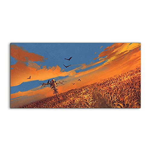 Décoration murale salon image sur verre 120x60cm paysage coucher de soleil
