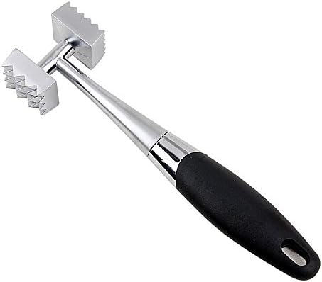 Kihappy Stainless Steel Meat Tenderizer Mallet Tool Hammer with Non Slip Handle Rubber Grip