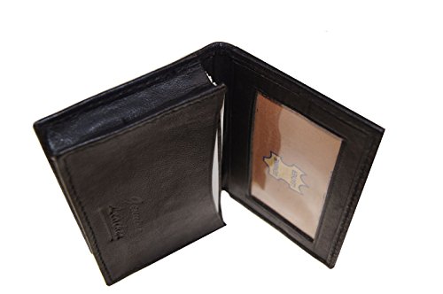 Black Genuine Leather Expandable Credit Card Id Business Card Holder Wallet 020 #TOP1