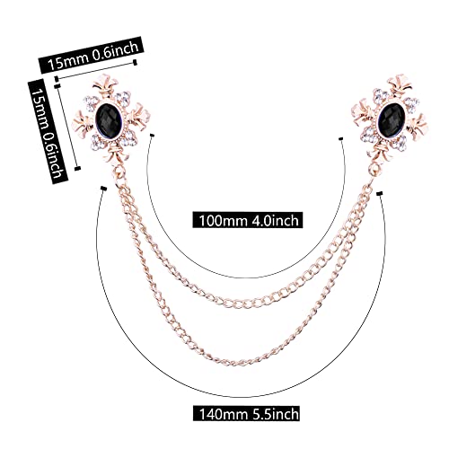 Image of Anmpab Cross Crystal Tassel Chain Brooch Gold Silver Tassel Collar Pins Broochs Rhinestone Lapel Pin for Men Women Suit Accessories