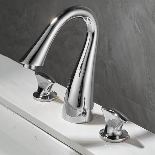 Mezclador de lavabo de 3 agujeros en latón cromado con doble mando agua fría y caliente LWX