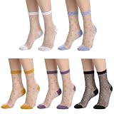 Shimmeroo 5 Pairs Sheer Polka Dot Socks,Multi-color...