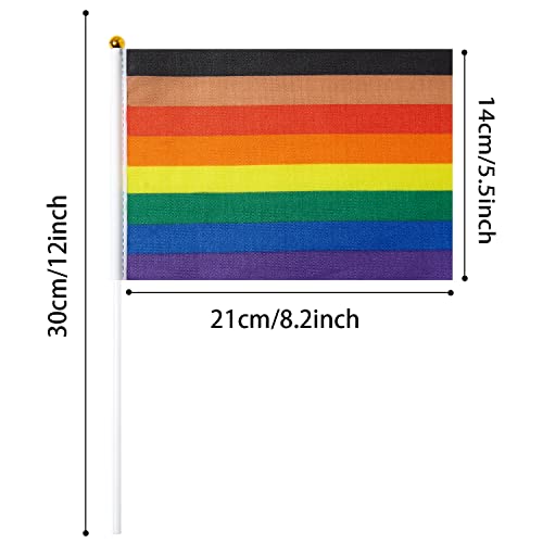 Image of GentleGirl 12 Pack Philadelphia Pride Rainbow Flags Philadelphia Small Mini Hand Held Stick Flag Gay LGBT Festival Party Parades Decorations
