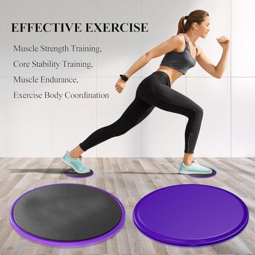 Exercise Slider,Gleitscheiben Fitness Core Sliders Doppelseitige Gleitscheiben Gym Gliding Discs Gleitende Scheiben Gym Home Fitness Equipment für den Einsatz auf Teppich Hartholzböden(Lila)