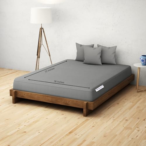 Image of Welspun WelProtect 100% Waterproof Mattress Protector Single Size | 36 inch x 78 inch Inches | Hypoallergenic Bed Cover with Elastic Fitted | Soft & Breathable | Crinkle-Free Snug Fit Mattress Cover - Grey