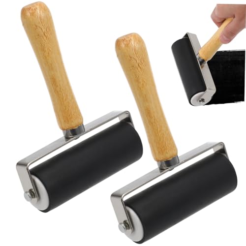 KONTONTY Ink Roller Tool Set 10cm Printmaking Rubber Roller Stamping Tool for Crafts Wallpapers