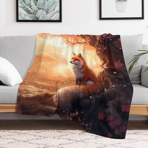 Couverture renard en flannel de qualité supérieure et housse de fauteuil douce