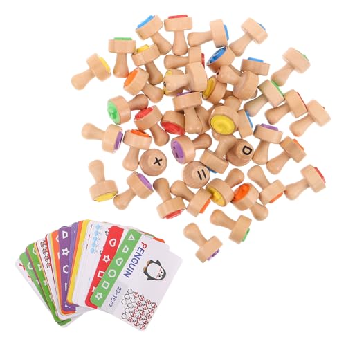 SUPVOX 幼児用スタンプキット 1セット:木製文字数字スタンプ - 工作プロジェクト用DIYプレイセット - 小さな工作用アクセサリー 子供用細かい運動玩具