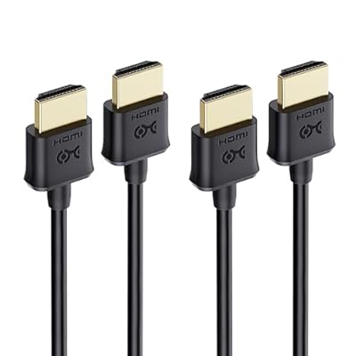 Cable Matters 2-Pack Ultra Thin HDMI Cable 3 ft, Support 4K@60Hz, Ultra Slim HDMI Cable 4K Rated with Ethernet, HDR Support for PS5, Xbox Series X/S, RTX4090/3090, RX 7900/7800, Apple TV, and More