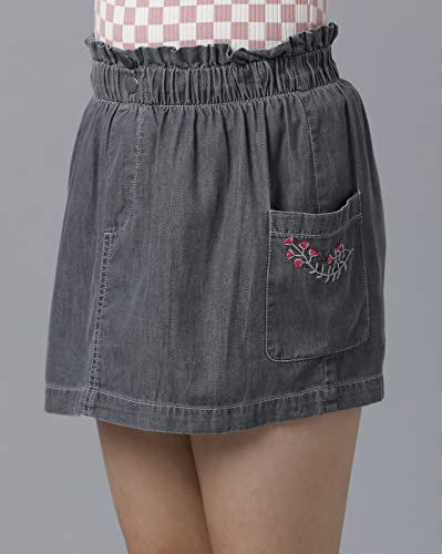 Image of Under Fourteen Girls Pullon Denim Skirt | Skirt for Girls | Woven | 14-15 Yrs(Grey)