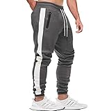 Tansozer Mens Joggers Sweatpants Slim Fit Track Pants Men Cotton Jogger Pants Lightweight Athletic Pants Zippered Pockets Workout Pants Jogging Bottoms Grey Large