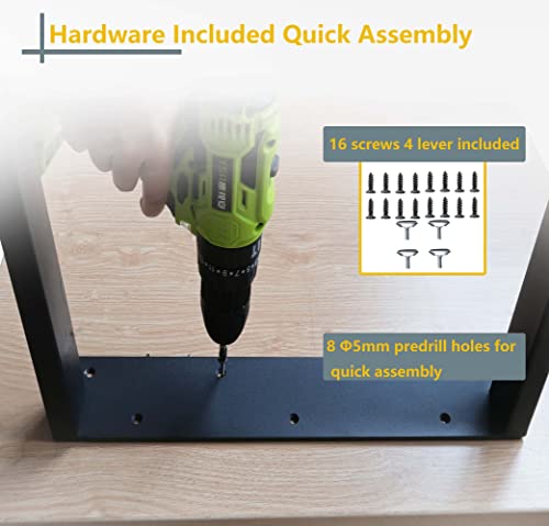 Lendpea Metal Table Legs Heavy Duty Square Tube Desk Frame Industrial Dining/Coffee/Computer Table Legs, Set of 2(28\"-4X2mm, U-Shape)