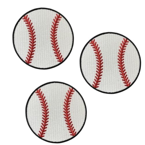Baseball Ball Iron On Patch Sports Baseball Emblem DIY Sew-On Patch for Jackets Hats Bags and Athletic Apparel 2.55 Inch 3 Pcs