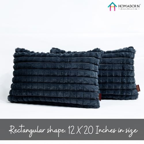 Image of HOMADORN Luxury Plush Fur Reversible Cushion Cover Ultra Soft & Cozy (Pack of 2)