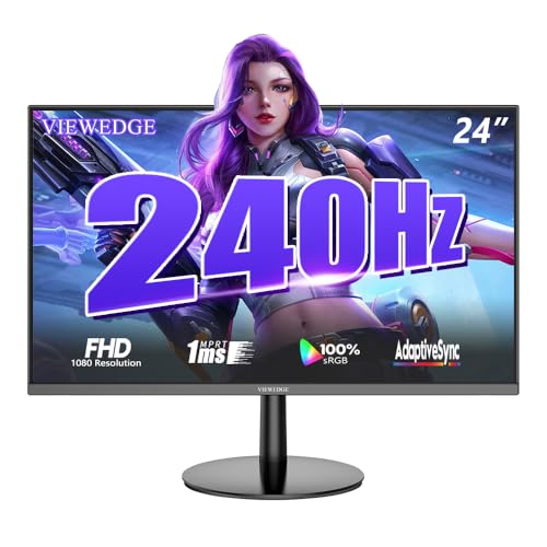 Image of Viewedge Gaming Monitor 24 inch 240Hz, VA 1ms, FHD 1080p and HDR 10 PC Computer Monitor with 100% sRGB, Bluelight Filter, 2 HDMI & 1 DP Port, Support Adaptive Sync and Wall Mounted