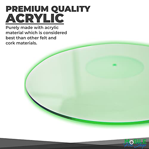 Mobile Pro Shop Turntable Acrylic Slipmat For Vinyl Lp Record Players - 2.7Mm Thick Provides Tighter Bass & Improves Sound Quality - 12" Platter Mat (Green_Lit) #TOP3