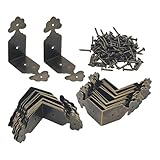 PDETVEO 30PCS Corner Protectors, Vintage Right Angle Guards, Metal Edge Brackets with Mounting Screws for Furniture Box Cases, Decorative Corner Cover
