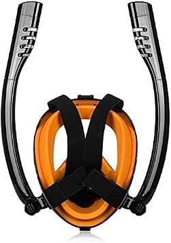 Full Face Snorkel Diving Mask Antifog Double Tube Snorkel Scuba Diving Mask Breathing Goggles with Camera Mount for Snorkeling Color B, Size S/M