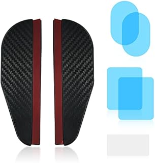 1 pair of car rearview mirror rain cover with 4 pieces of car protection film and 1 piece of scraper, carbon fiber grain rain eyebrow, rearview mirror sun protection cover, for most cars, trucks