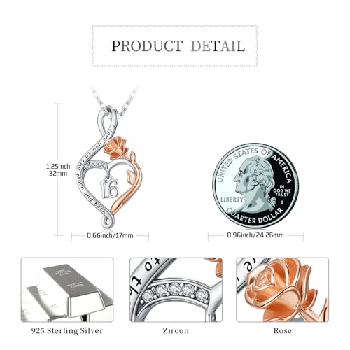 16th Birthday Gifts for Women Sweet 16 Year Old Necklace 925 Sterling Silver Rose Flower Heart Infinity Pendant Jewelry Birthday Gift for Sixteen Year Old Daughter Granddaughter4
