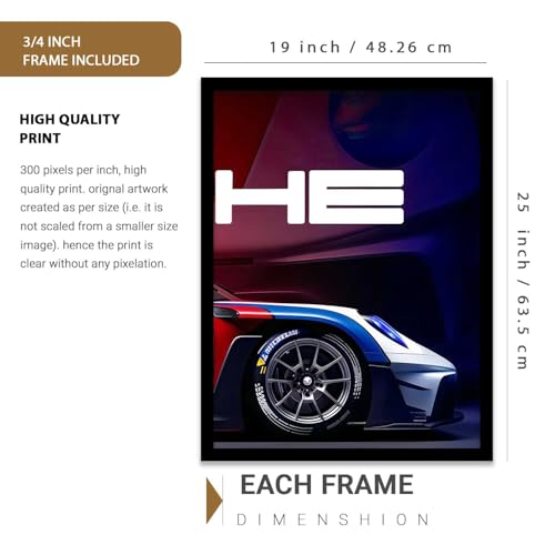 Image of kotart Big Sports Car Framed Posters Gift Items for Boys Room Wall Decoration Bedroom Living Room Office Studio Decor | Car Poster Frame for Wall Decor Set Of 3 Size (19 X 25 inch)