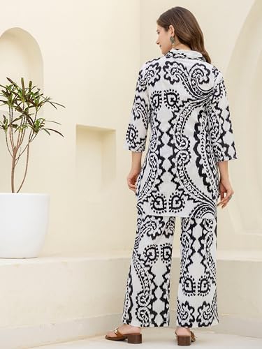 Image of rytras Women Printed Straight Kurta Set with Palazzo Pants