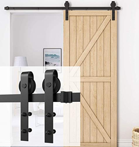Preisvergleich Produktbild 183cm / 6FT Schiebetür Set schiene laufschienen mit Bodenführung Holz schiebetürbeschlag, Laufbahn
