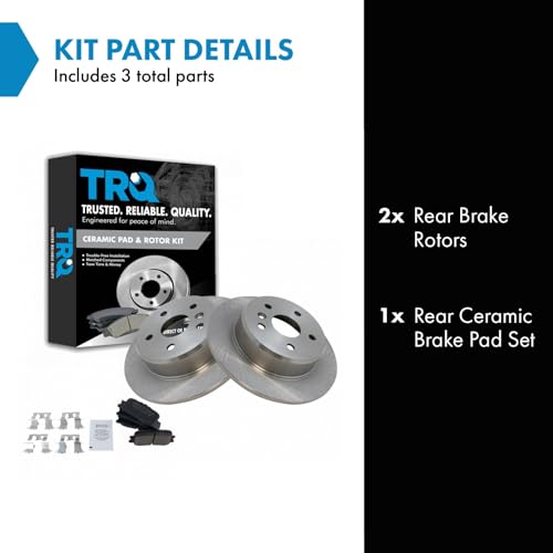 Image of TRQ Rear Brake Pad and Rotor Set Ceramic Solid Rotors