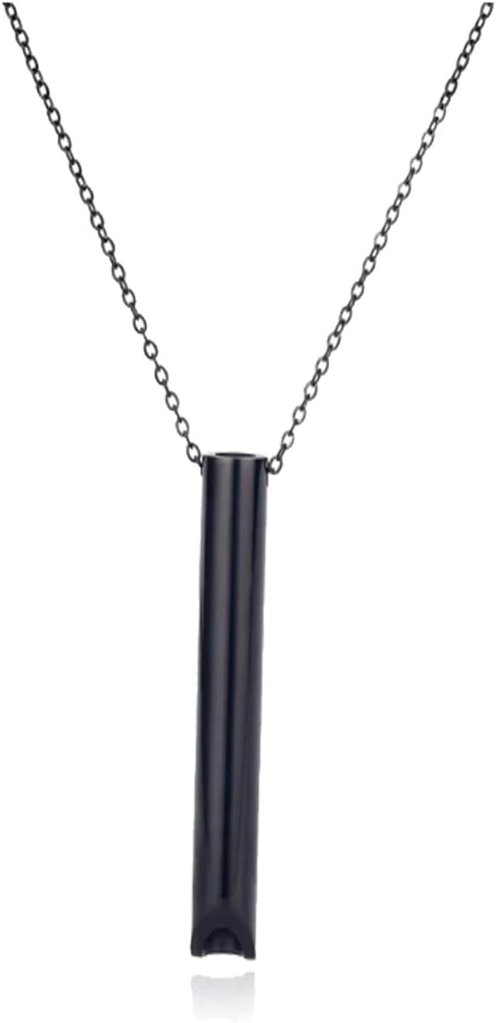 New Breathlace Necklace for Quit Smoking and Anxiety - Stainless Steel Mindful Breathing Adjustment Tool (2PCS-Black)