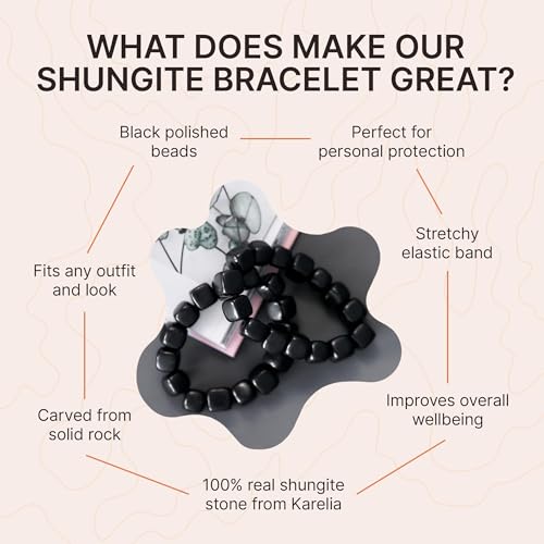 Karelian Heritage Authentic Shungite Stretchy Elastic Bracelet for Men and Women - Natural Black Stone Bracelet for Spiritual Healing3