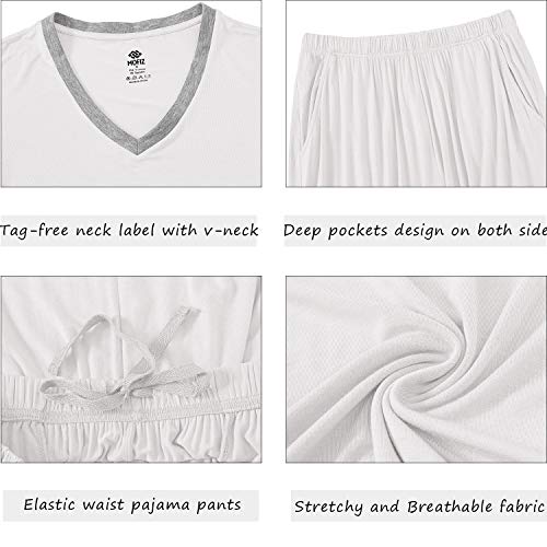 Image of JINSHI Women's Pajamas Set Short Sleeve Top and Capri Pants Lightweight Sleepwear Comfy Pjs Lounge Set with Pockets