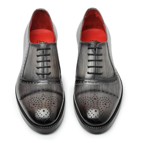 Image of Lethato Wingtip Brogue Oxford Handcrafted Men's Genuine Leather Lace up Dress Shoes