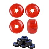 Skateboard Wheels with ABEC 7 Bearings and Spacers (Red Gel, 50mm)
